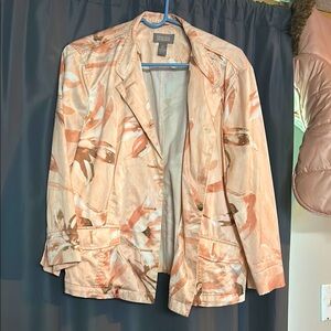 Chico's Women's Abstract Peach and Cream Blazer
